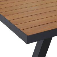 TIRANA Tisch 200x100cm anthrazit/Teak/Aluminium matt anthrazit, Tischplatte Teakholz natur