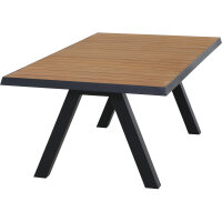 TIRANA Tisch 200x100cm anthrazit/Teak/Aluminium matt anthrazit, Tischplatte Teakholz natur