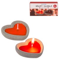 Out of the Blue Kerze Heart in Zementtopf 6cm Set von 2