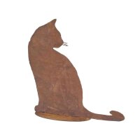 Metallkatze Tom sitzend Stahlblech rost, 30 x 30 cm