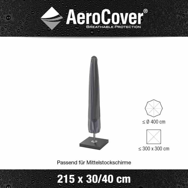Atmungsaktive Schutzhülle für Mittelstockschirme 215cm x 30/40 cm für Schirme bis Ø 4 Meter