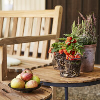 Baros Beistelltisch Ø50cm x 46cm + Ø50cm x 41cm Gestell Aluminium matt-anthrazit, Tischplatte Teakholz natur