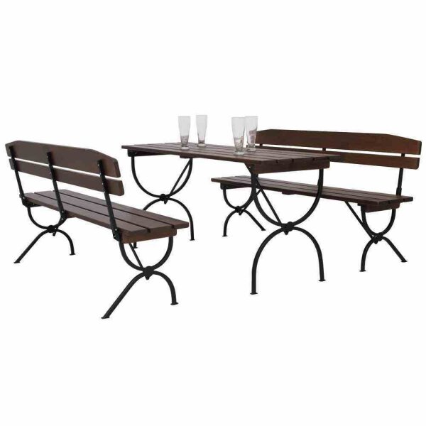 Bavaria Garnitur 180cm x 60cm aus Kiefernholz lasiert in dunkelbraun