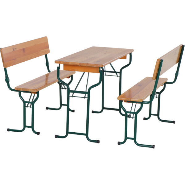 Festzeltgarnitur 110cm mit Rückenlehne 3-teilig, Tisch 50cm Breite