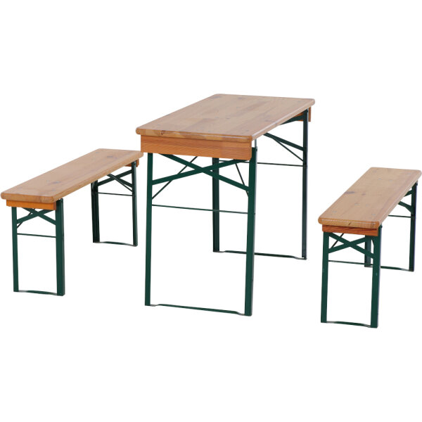 Festzeltgarnitur 110cm ohne Rückenlehne 3-teilig, Tisch 50cm Breite