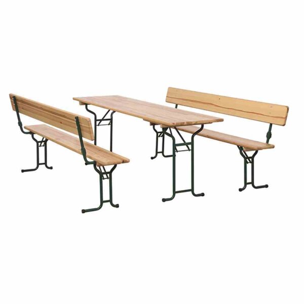 Festzeltgarnitur 220cm mit Rückenlehne 3-teilig, Tisch 60cm Breite