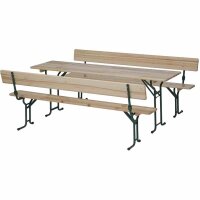 Festzeltgarnitur 220cm mit Rückenlehne 3-teilig, Tisch 60cm Breite