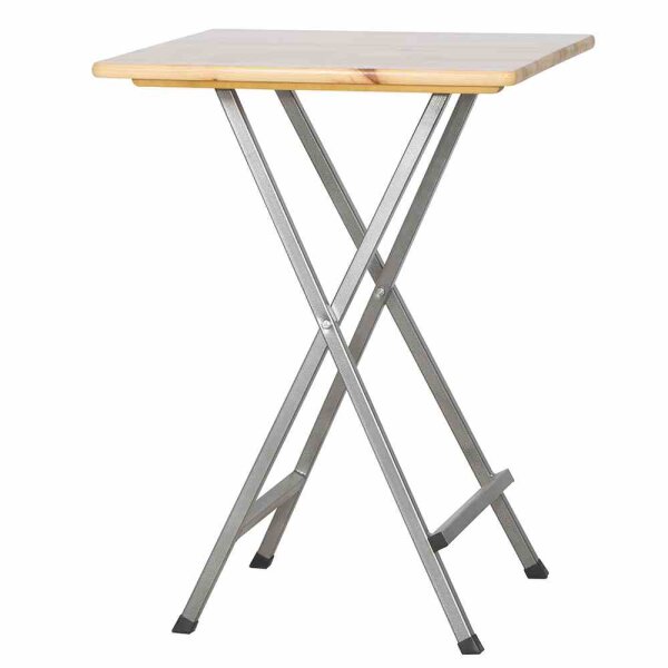 Stehtisch 80cm x 80cm Kiefernholz eckig klappbar Stahlgestell Party Stehtisch