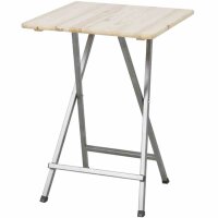 Stehtisch 80cm x 80cm Kiefernholz eckig klappbar Stahlgestell Party Stehtisch