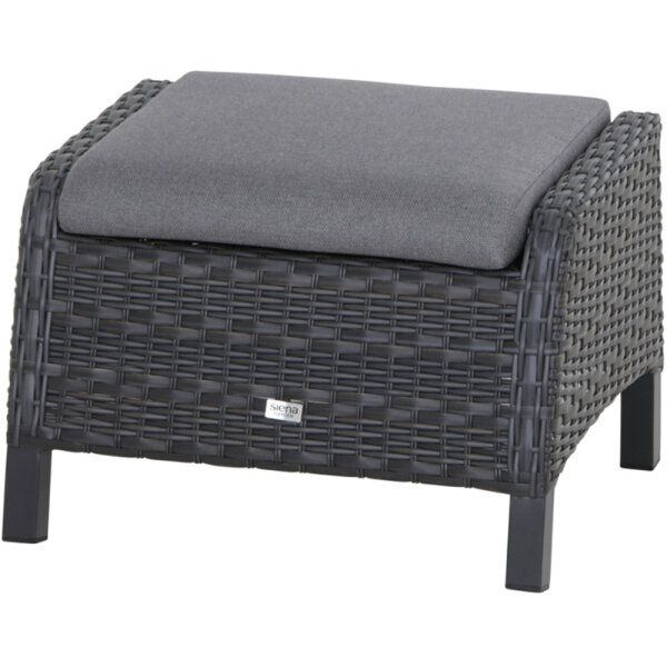 Solea Lounge Hocker matt anthrazit / night-blue Gestell Aluminium, Fläche Gardino®-Geflecht, ink. Kissen salt&pepper