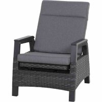 Solea Lounge Sessel matt anthrazit / night-blue Gestell Aluminium, Fläche Gardino®-Geflecht, inkl. Kissen salt & pepper, mit Relaxfunktion