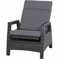 Solea Lounge Sessel matt anthrazit / night-blue Gestell Aluminium, Fläche Gardino®-Geflecht, inkl. Kissen salt & pepper, mit Relaxfunktion