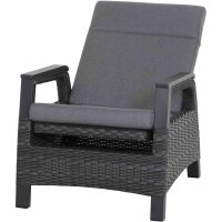 Solea Lounge Sessel matt anthrazit / night-blue Gestell Aluminium, Fläche Gardino®-Geflecht, inkl. Kissen salt & pepper, mit Relaxfunktion