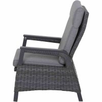 Solea Lounge Sessel matt anthrazit / night-blue Gestell Aluminium, Fläche Gardino®-Geflecht, inkl. Kissen salt & pepper, mit Relaxfunktion