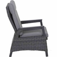 Solea Lounge Sessel matt anthrazit / night-blue Gestell Aluminium, Fläche Gardino®-Geflecht, inkl. Kissen salt & pepper, mit Relaxfunktion