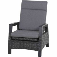 Solea Lounge Sessel matt anthrazit / night-blue Gestell Aluminium, Fläche Gardino®-Geflecht, inkl. Kissen salt & pepper, mit Relaxfunktion