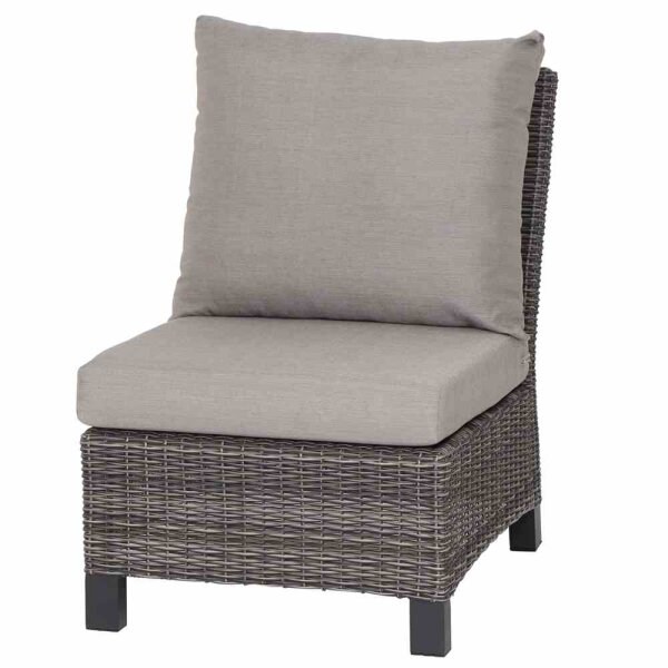 Corido Modul Mitte Gestell Alu matt-anthrazit, Gardino®-Geflecht charcoal grey, mit Sitz- u. Rückenkissen taupe meliert