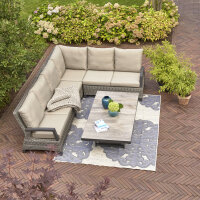 Corido Modul Mitte Gestell Alu matt-anthrazit, Gardino®-Geflecht charcoal grey, mit Sitz- u. Rückenkissen taupe meliert