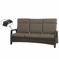 Corido Lounge 3er Sofa Gestell Alu matt-anthrazit, Gardino®-Geflecht charcoal grey, mit Sitz- u. Rückenkissen taupe meliert