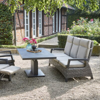 Corido Lounge 3er Sofa Gestell Alu matt-anthrazit, Gardino®-Geflecht charcoal grey, mit Sitz- u. Rückenkissen taupe meliert