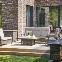 Corido Lounge 3er Sofa Gestell Alu matt-anthrazit, Gardino®-Geflecht charcoal grey, mit Sitz- u. Rückenkissen taupe meliert