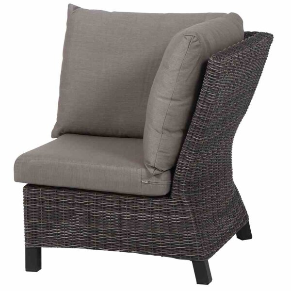 Corido Modul Ecke Gestell Alu matt-anthrazit, Gardino®-Geflecht charcoal grey, mit Sitz- u. Rückenkissen taupe meliert