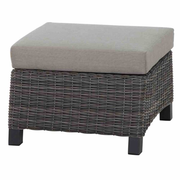 Corido Loungehocker Gestell Alu matt-anthrazit, Gardino®-Geflecht charcoal grey, mit Sitz- u. Rückenkissen taupe meliert