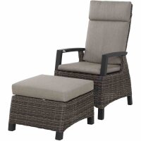 Corido Loungehocker Gestell Alu matt-anthrazit, Gardino®-Geflecht charcoal grey, mit Sitz- u. Rückenkissen taupe meliert