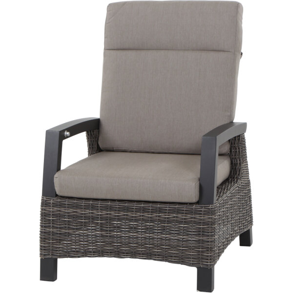 Corido Loungesessel Gestell Alu matt-anthrazit, Gardino®-Geflecht charcoal grey, mit Sitz- u. Rückenkissen taupe meliert