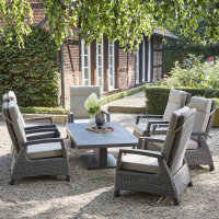 Corido Loungesessel Gestell Alu matt-anthrazit, Gardino®-Geflecht charcoal grey, mit Sitz- u. Rückenkissen taupe meliert