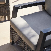 Corido Loungesessel Gestell Alu matt-anthrazit, Gardino®-Geflecht charcoal grey, mit Sitz- u. Rückenkissen taupe meliert