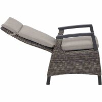 Corido Dining Move Sessel Gestell Alu matt-anthrazit, Gardino®-Geflecht charcoal grey, mit Sitz- u. Rückenkissen taupe meliert