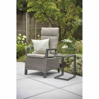 Corido Dining Move Sessel Gestell Alu matt-anthrazit, Gardino®-Geflecht charcoal grey, mit Sitz- u. Rückenkissen taupe meliert
