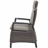 Corido Dining Move Sessel Gestell Alu matt-anthrazit, Gardino®-Geflecht charcoal grey, mit Sitz- u. Rückenkissen taupe meliert