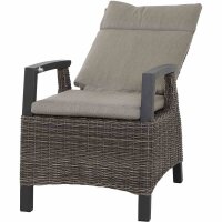 Corido Dining Move Sessel Gestell Alu matt-anthrazit, Gardino®-Geflecht charcoal grey, mit Sitz- u. Rückenkissen taupe meliert