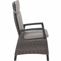 Corido Dining Move Sessel Gestell Alu matt-anthrazit, Gardino®-Geflecht charcoal grey, mit Sitz- u. Rückenkissen taupe meliert