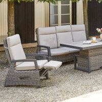Corido Relax Loungesessel Gestell Alu matt-anthrazit, Gardino®-Geflecht charcoal grey, mit Sitz- u. Rückenkissen taupe meliert