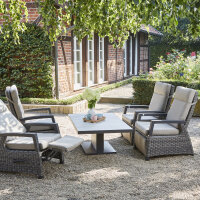 Corido Relax Loungesessel Gestell Alu matt-anthrazit, Gardino®-Geflecht charcoal grey, mit Sitz- u. Rückenkissen taupe meliert