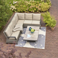 Corido Modul 2-Sitzer Gestell Alu matt-anthrazit, Gardino®-Geflecht charcoal grey, mit Sitz- u. Rückenkissen taupe meliert