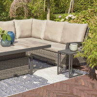 Corido Modul links 2-Sitzer Gestell Alu matt-anthrazit, Gardino®-Geflecht charcoal grey, mit Sitz- u. Rückenkissen taupe meliert