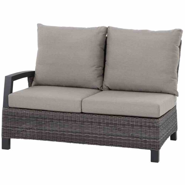 Corido Modul rechts 2-Sitzer Gestell Alu matt-anthrazit, Gardino®-Geflecht charcoal grey, mit Sitz- u. Rückenkissen taupe meliert