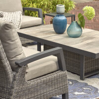 Corido Modul rechts 2-Sitzer Gestell Alu matt-anthrazit, Gardino®-Geflecht charcoal grey, mit Sitz- u. Rückenkissen taupe meliert