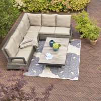 Corido Modul rechts 2-Sitzer Gestell Alu matt-anthrazit, Gardino®-Geflecht charcoal grey, mit Sitz- u. Rückenkissen taupe meliert