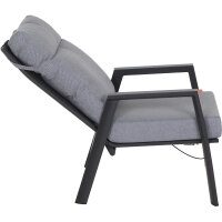 Valencia Loungesessel matt anthrazit / salt&pepper Gestell Aluminium, Fläche Ranotex®-Gewebe grau, inkl. Kissen
