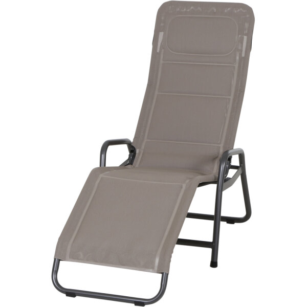 Fano Kippliege Stahl anthrazit / Textilbezug taupe 150cm x72cm x 112cm
