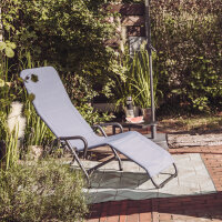 Fano Kippliege Stahl anthrazit / Textilbezug taupe 150cm x72cm x 112cm