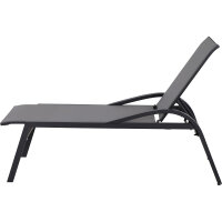 Milos Rollliege Gestell Aluminium matt-anthrazit, Fläche Ranotex®-Gewebe schwarz-silber