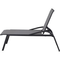 Milos Rollliege Gestell Aluminium matt-anthrazit, Fläche Ranotex®-Gewebe schwarz-silber