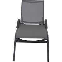 Milos Rollliege Gestell Aluminium matt-anthrazit, Fläche Ranotex®-Gewebe schwarz-silber
