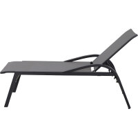 Milos Rollliege Gestell Aluminium matt-anthrazit, Fläche Ranotex®-Gewebe schwarz-silber